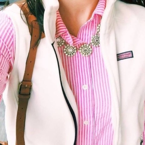J. Crew Tops - J Crew Pink & White Stripe Button Down